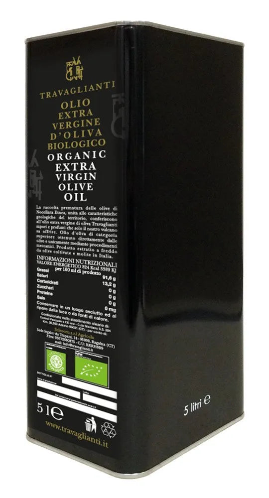 TRAVAGLIANTI OLIO VERGINE DI OLIVA BIOLOGICO LITRI 5