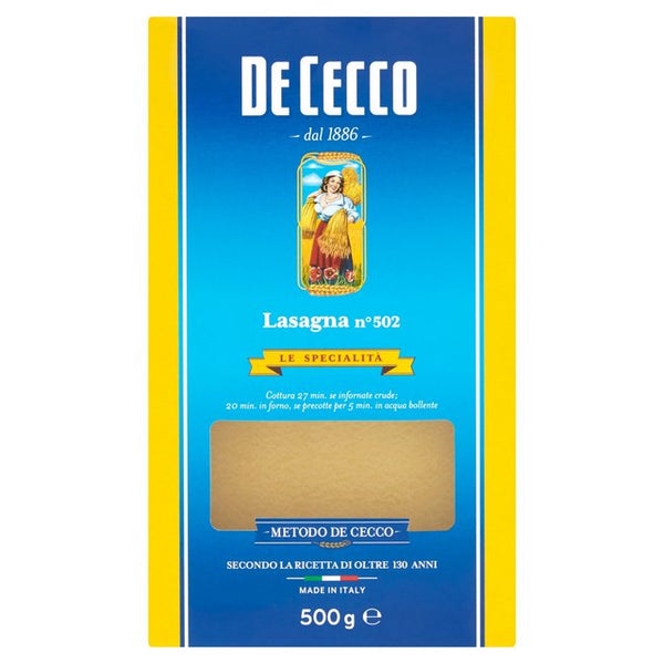 DE CECCO LASAGNA  ALL'UOVO 500 GR X 12 BOX